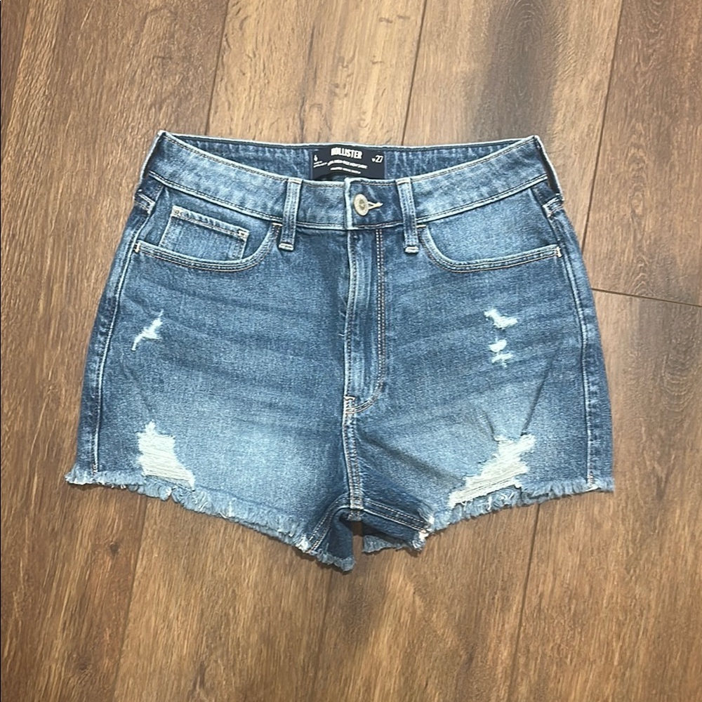 Hollister Blue Jean Shorts Distressed High-Waisted